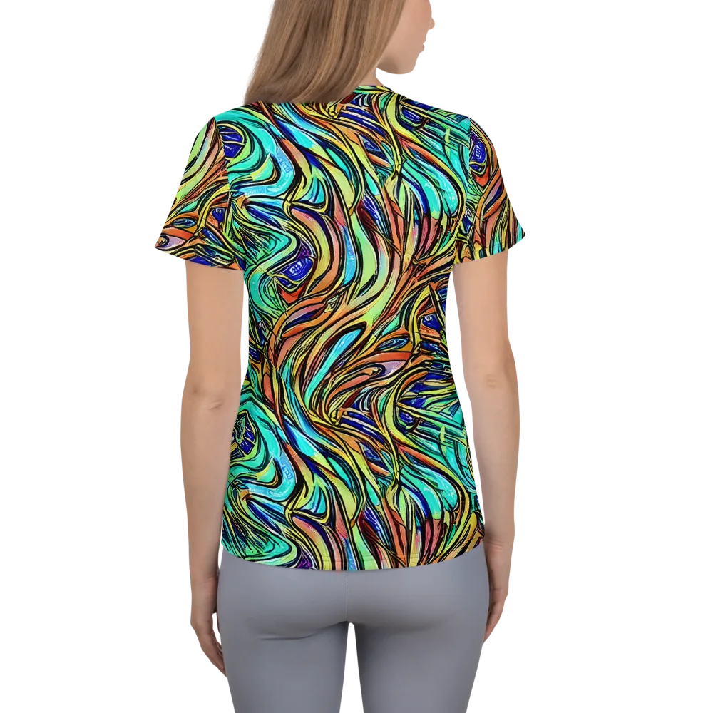 Cobalt Flow on Women's Athletic T-Shirt — Back