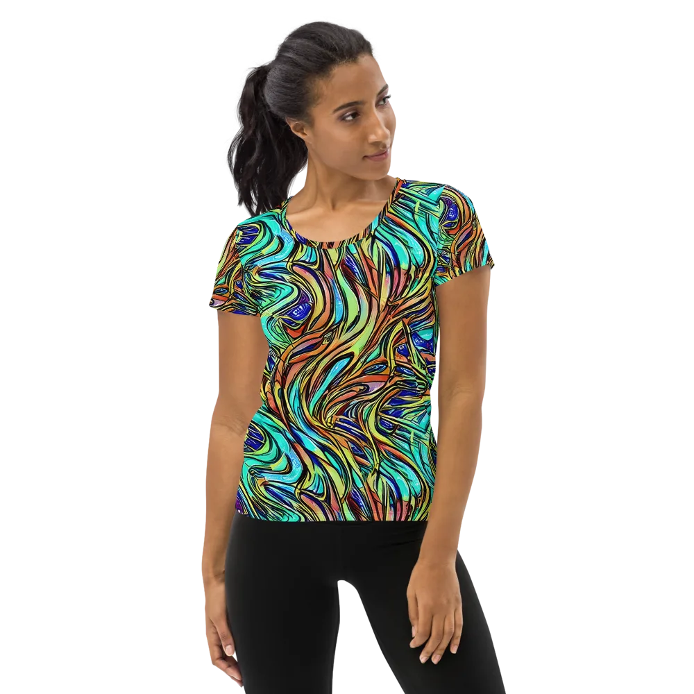 Cobalt Flow on Women's Athletic T-Shirt — Front