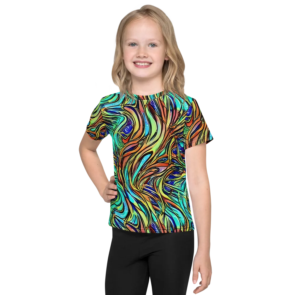 Cobalt Flow on Kids Crew Neck T-Shirt — Front
