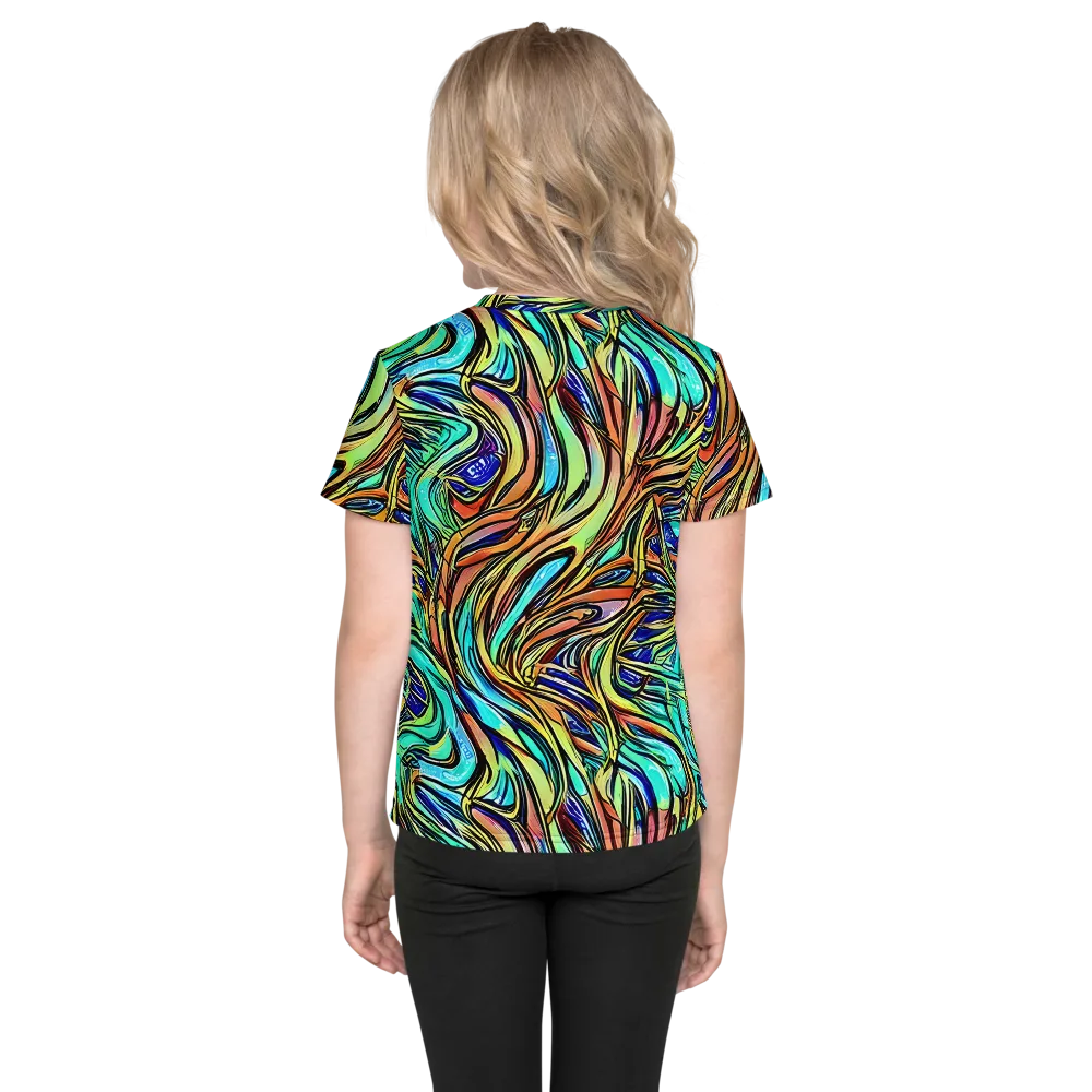Cobalt Flow on Kids Crew Neck T-Shirt — Back