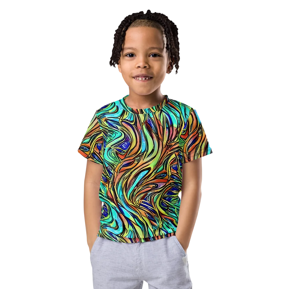 Cobalt Flow on Kids Crew Neck T-Shirt — Front