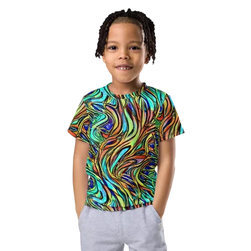 Cobalt Flow on a Kids Crew Neck T-Shirt