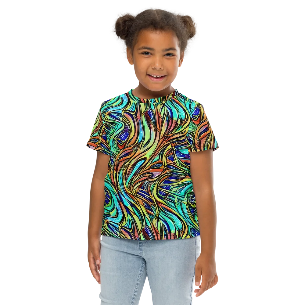 Cobalt Flow on Kids Crew Neck T-Shirt — Front