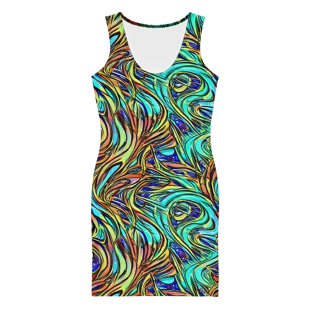 Cobalt Flow on Bodycon Dress — Front