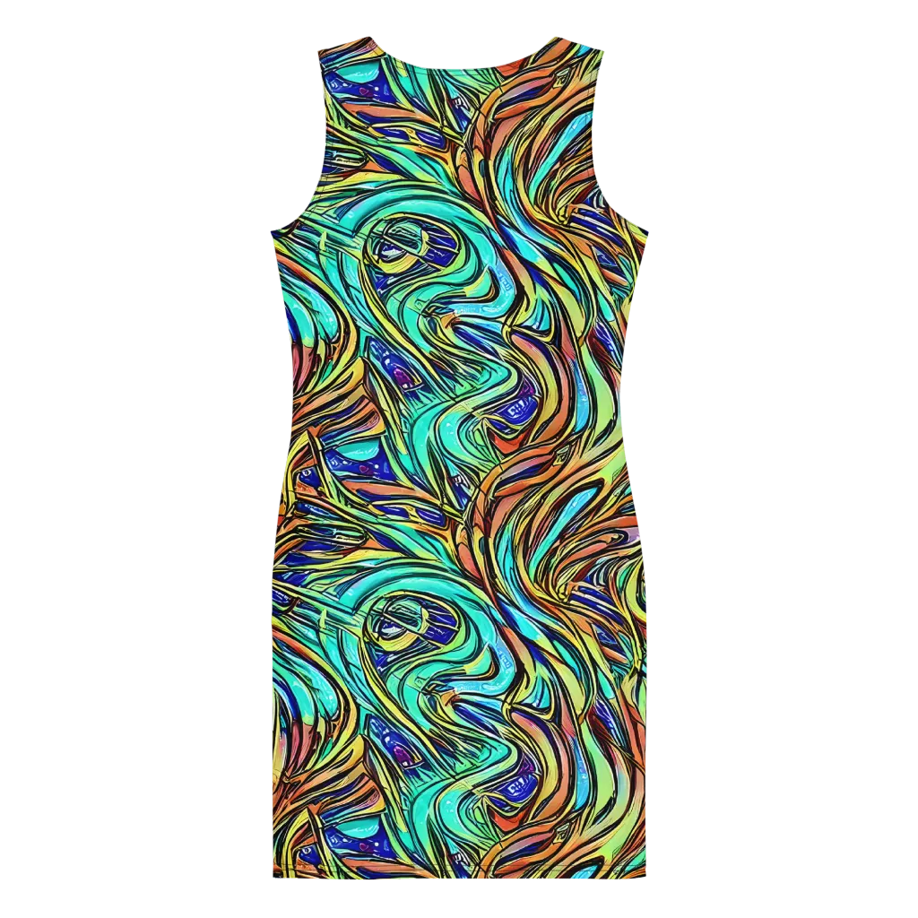 Cobalt Flow on Bodycon Dress — Back
