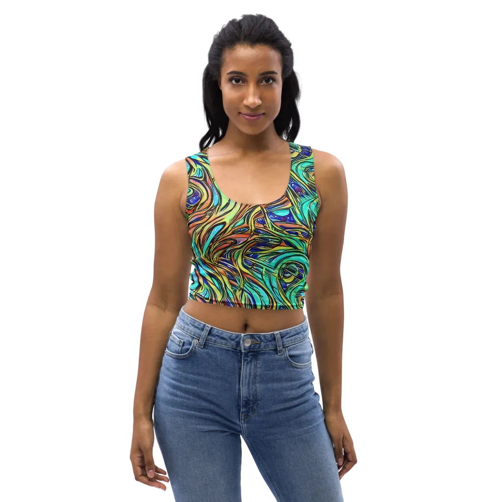 Cobalt Flow on Crop Top — Front