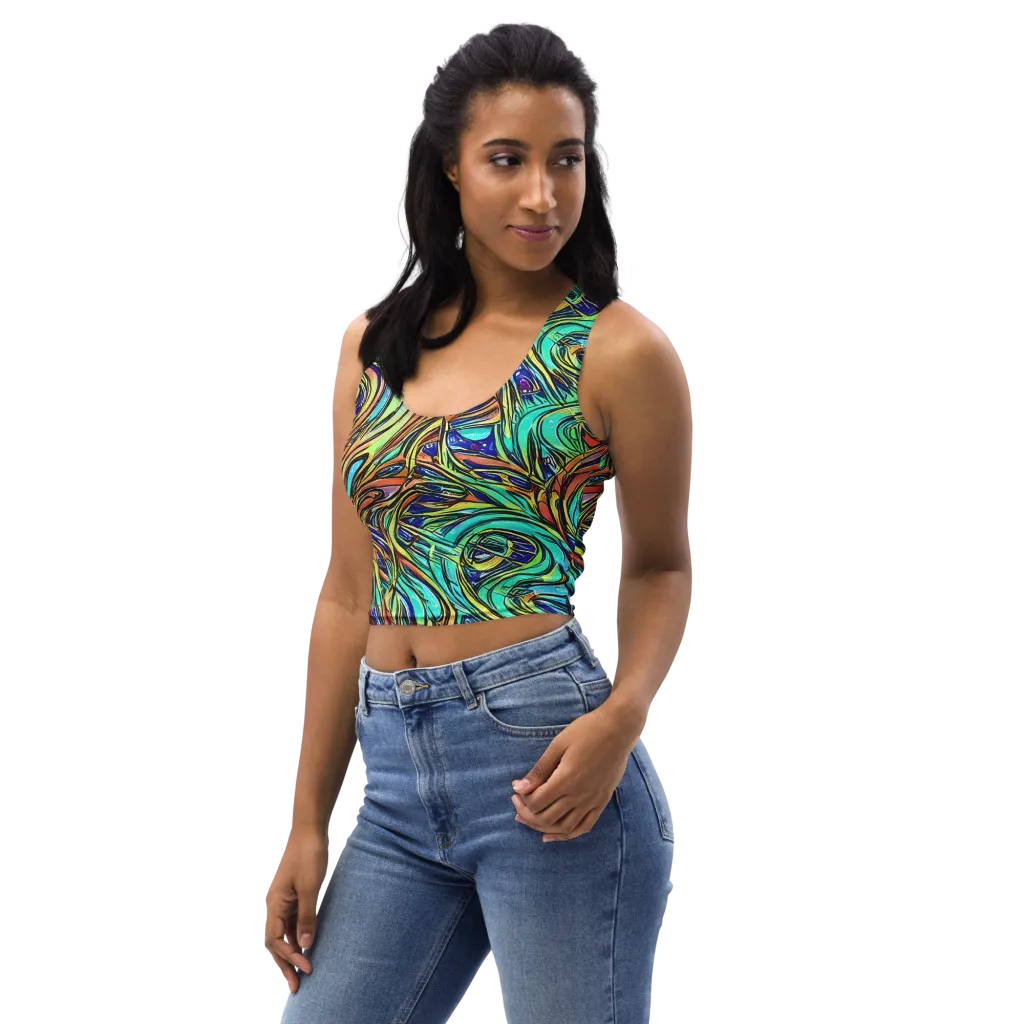 Cobalt Flow on Crop Top — Left Front