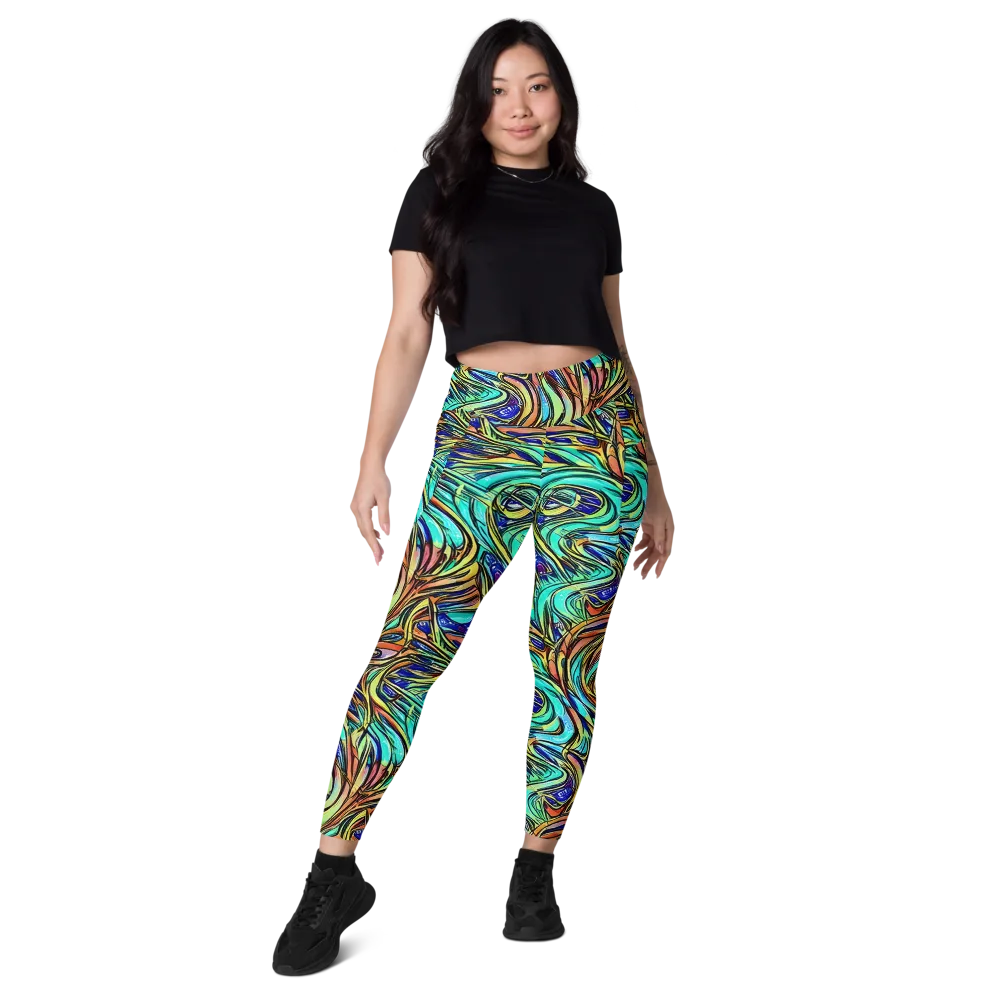Cobalt Flow on Leggings with Pockets — Front