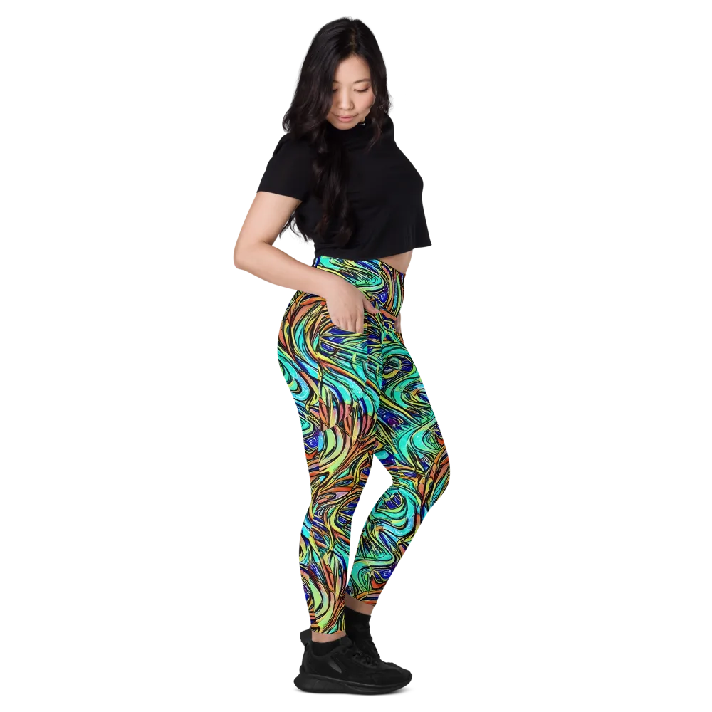 Cobalt Flow on Leggings with Pockets — Right