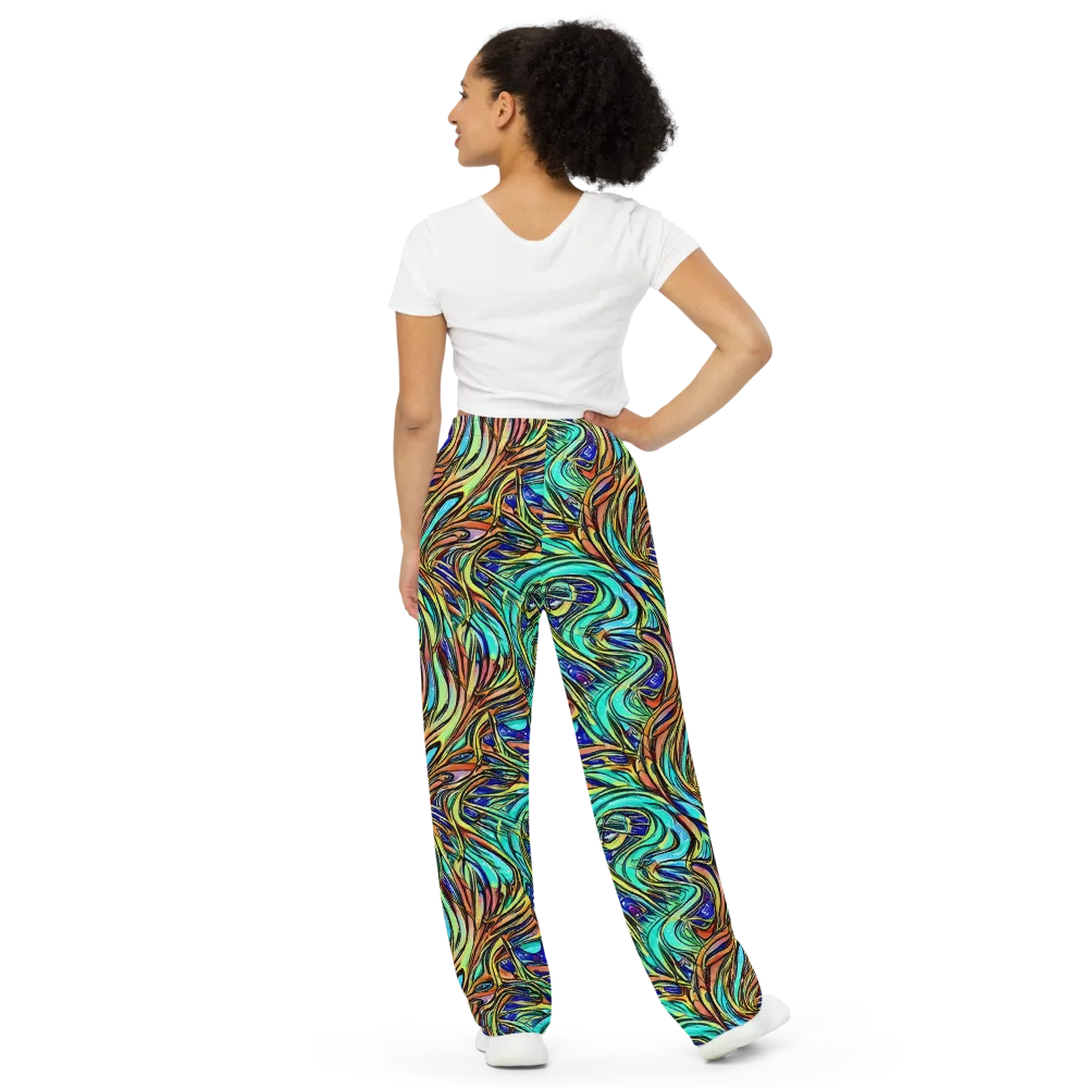 Cobalt Flow on Wide-Leg Pants — Back