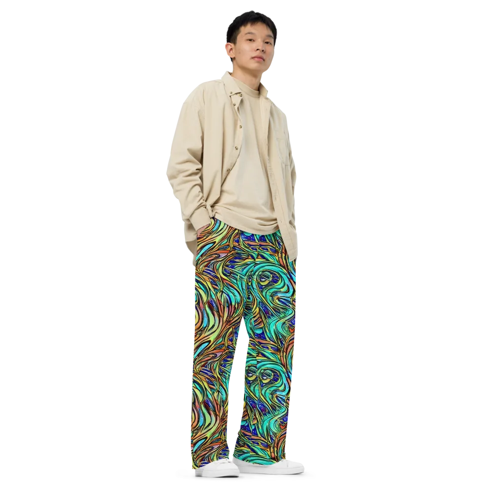 Cobalt Flow on Wide-Leg Pants — Right Front