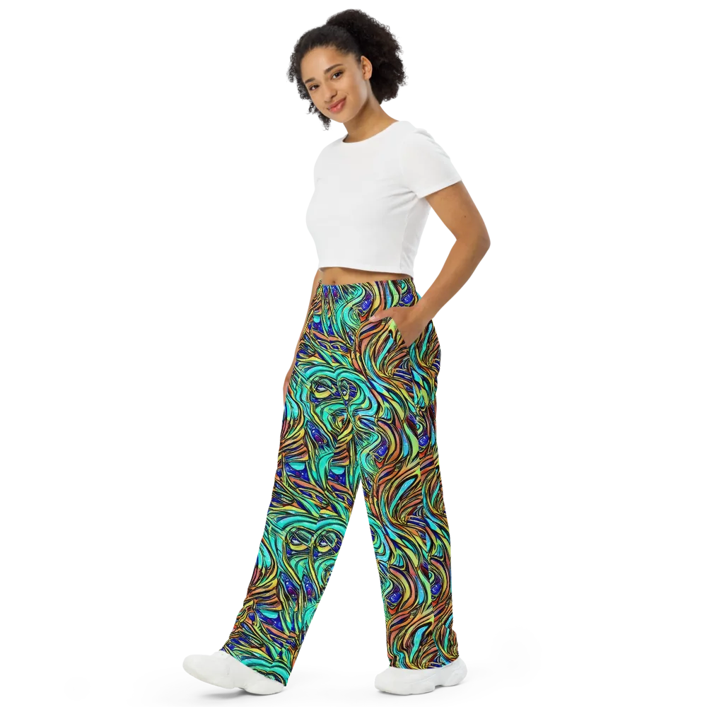 Cobalt Flow on Wide-Leg Pants — Left Front