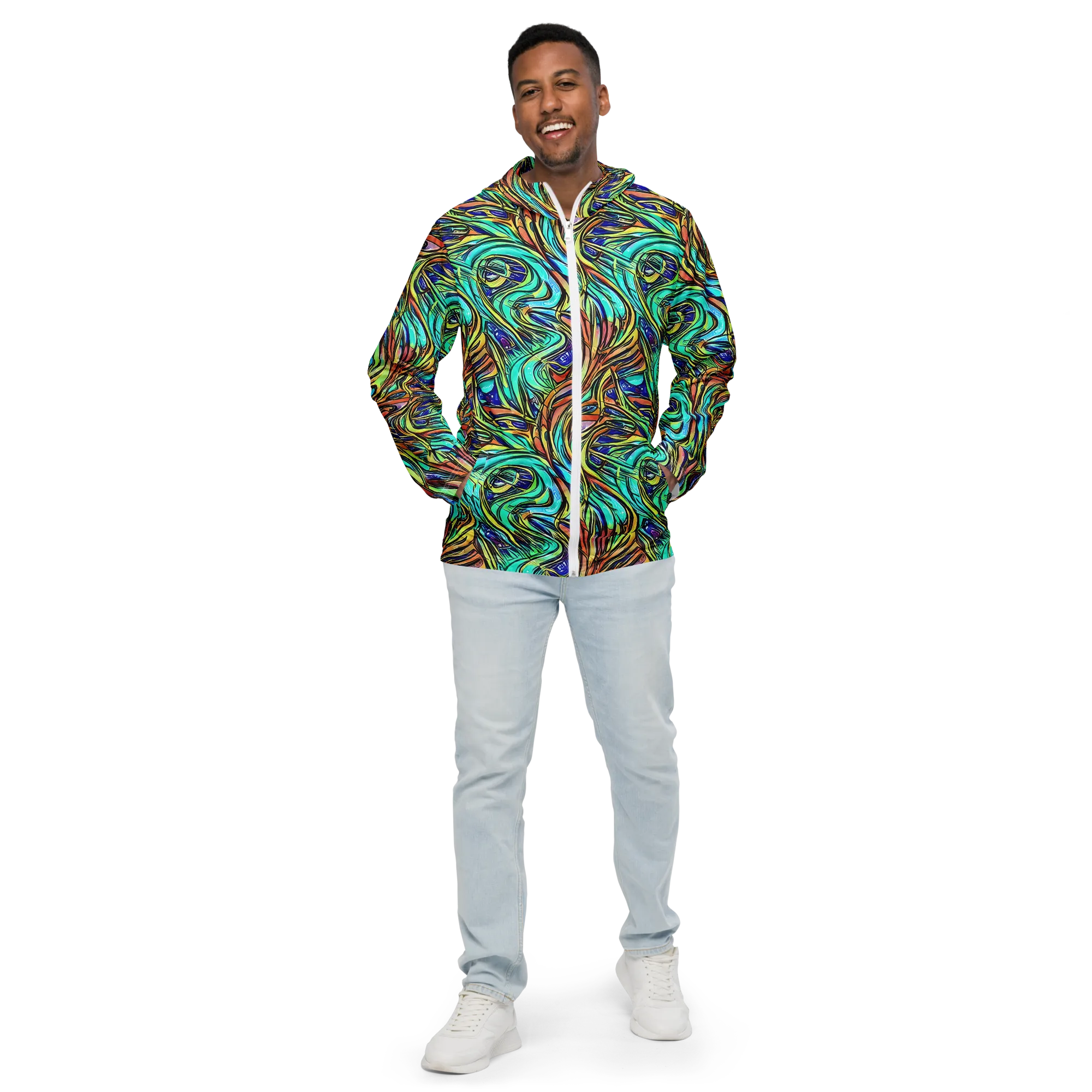 Cobalt Flow on Men's Windbreaker — Front