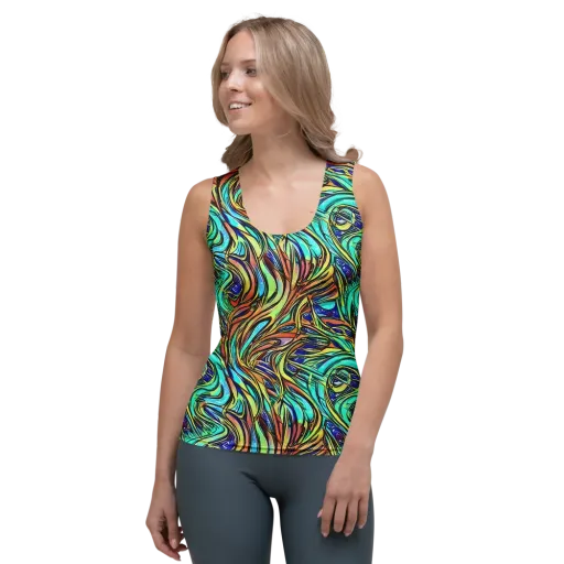 Cobalt Flow on a Women's Tank Top