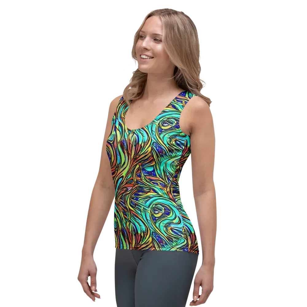 Cobalt Flow on Women's Tank Top — Left Front