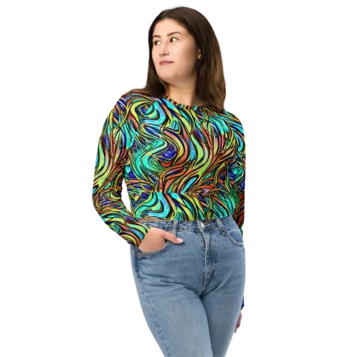 Cobalt Flow on a Long Sleeve Crop Top