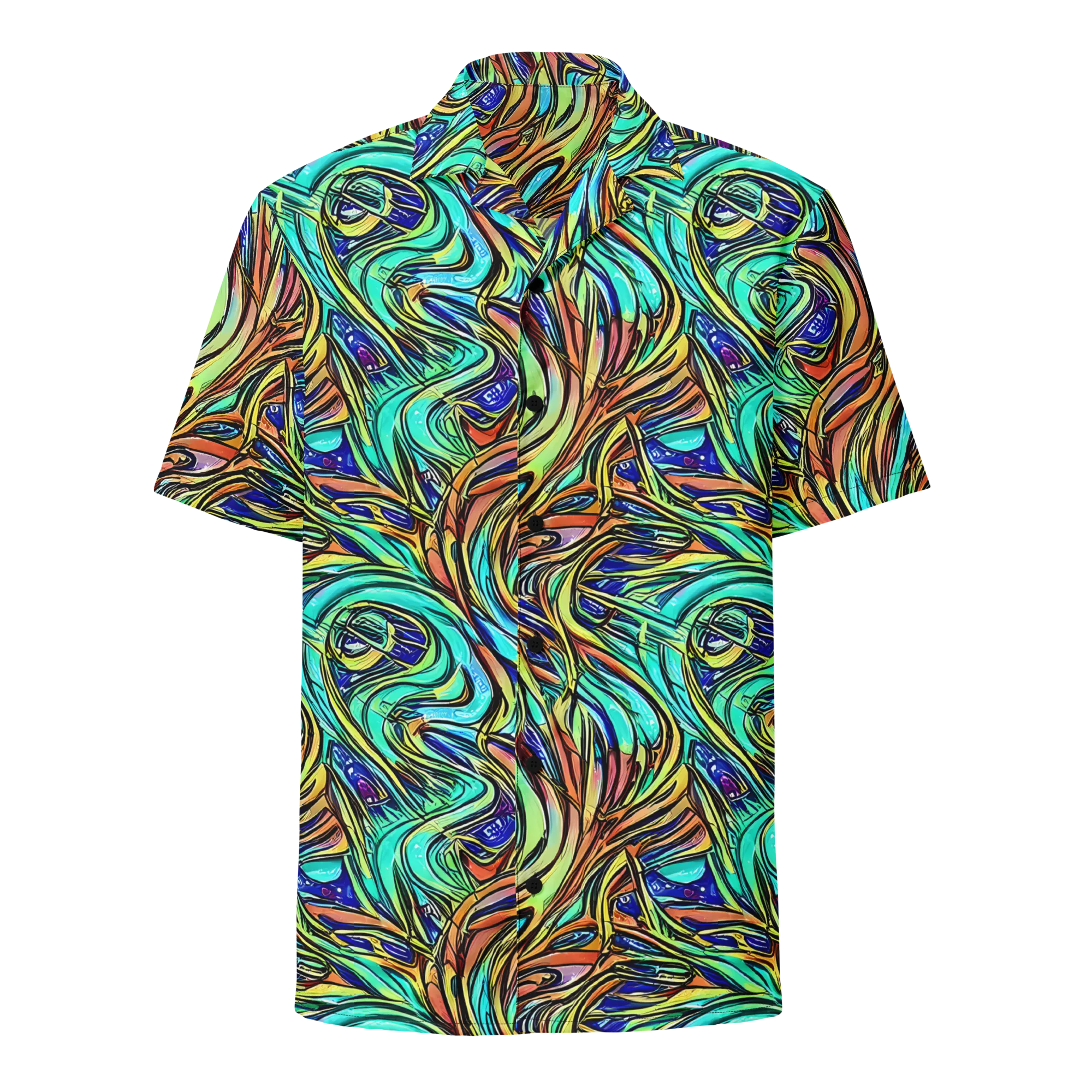 Cobalt Flow on Button Shirt — Front
