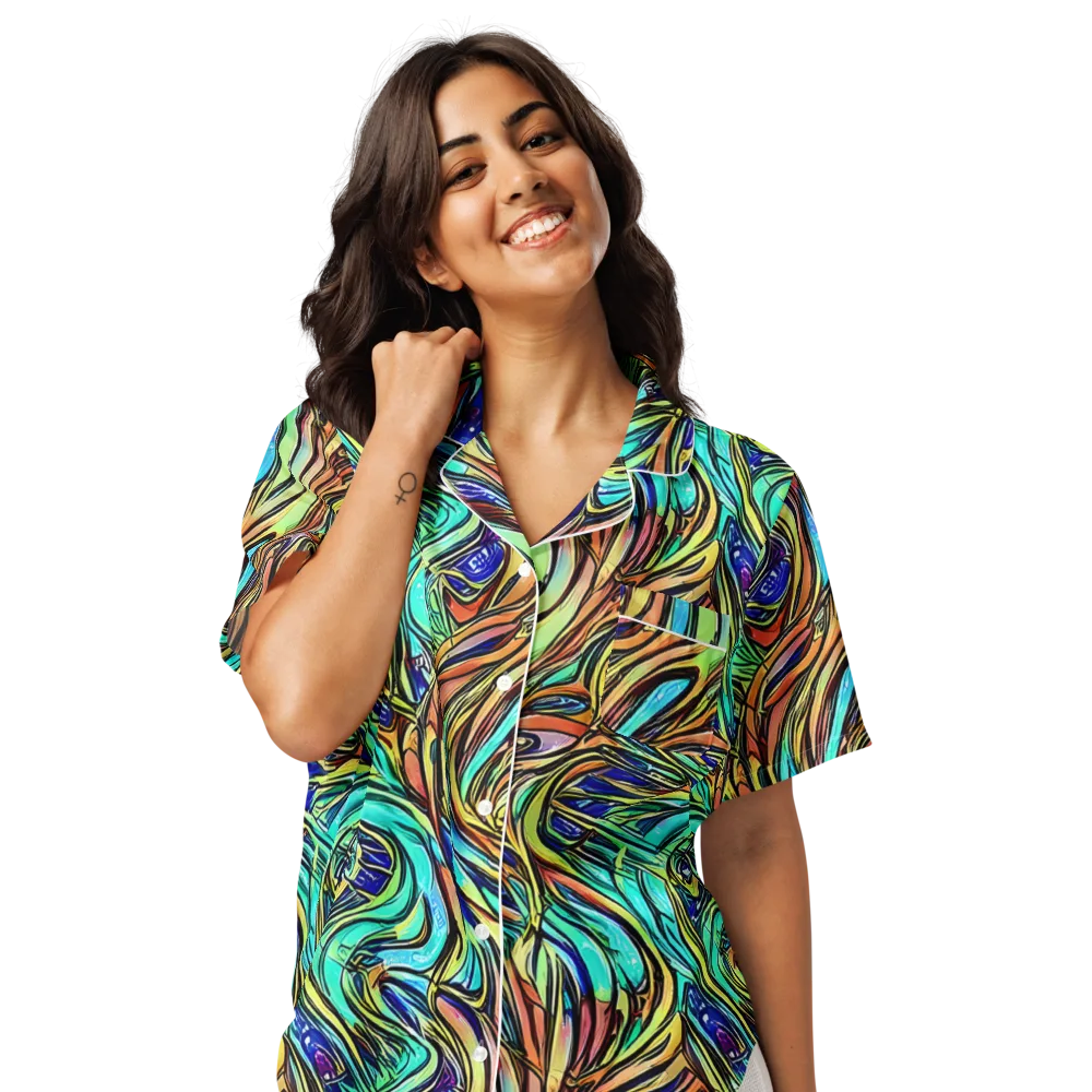 Cobalt Flow on Women's Short Sleeve Pajama Top — Front