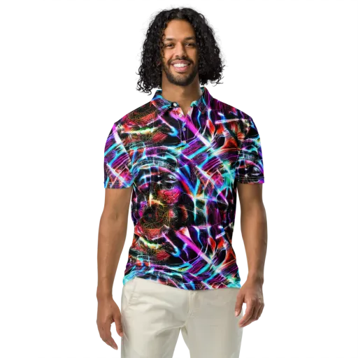 Laser Tempest on a Men's Slim Fit Polo Shirt