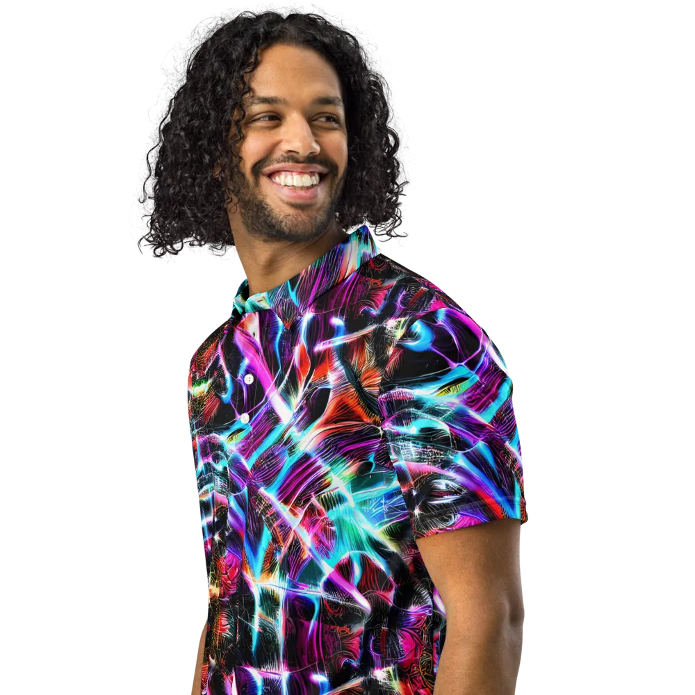 Laser Tempest on Men's Slim Fit Polo Shirt — Left Front