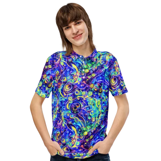 The Color Comet on a Men's Slim Fit Polo Shirt