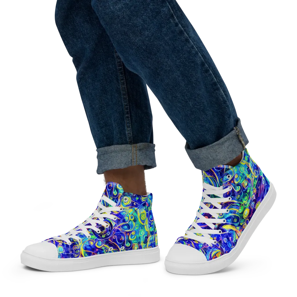 The Color Comet on Men's High Top Canvas Shoes — Left