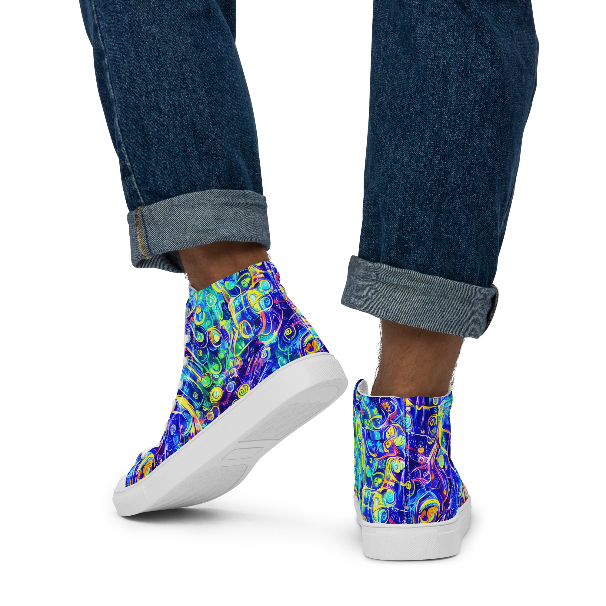 The Color Comet on Men's High Top Canvas Shoes — Back