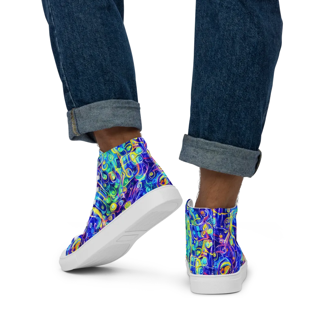 The Color Comet on Men's High Top Canvas Shoes — Back