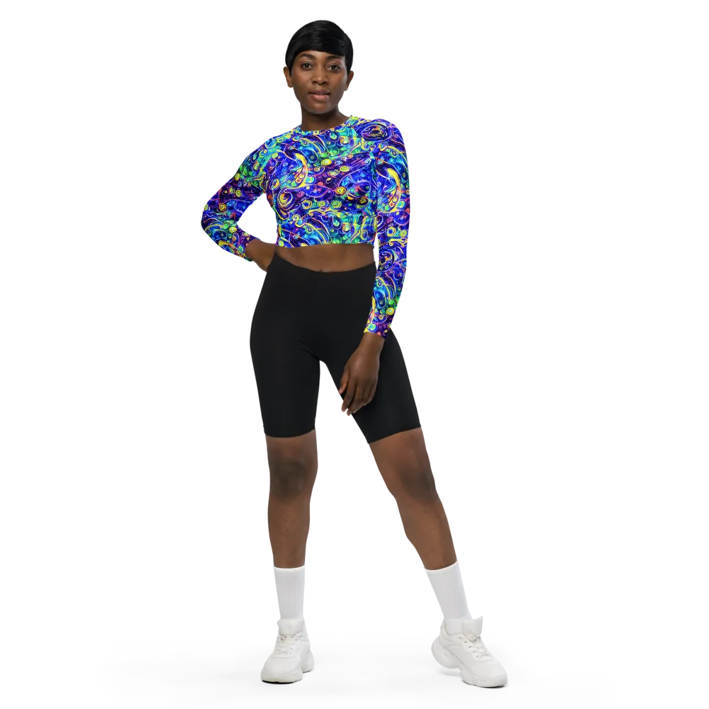 The Color Comet on Long Sleeve Crop Top — Front