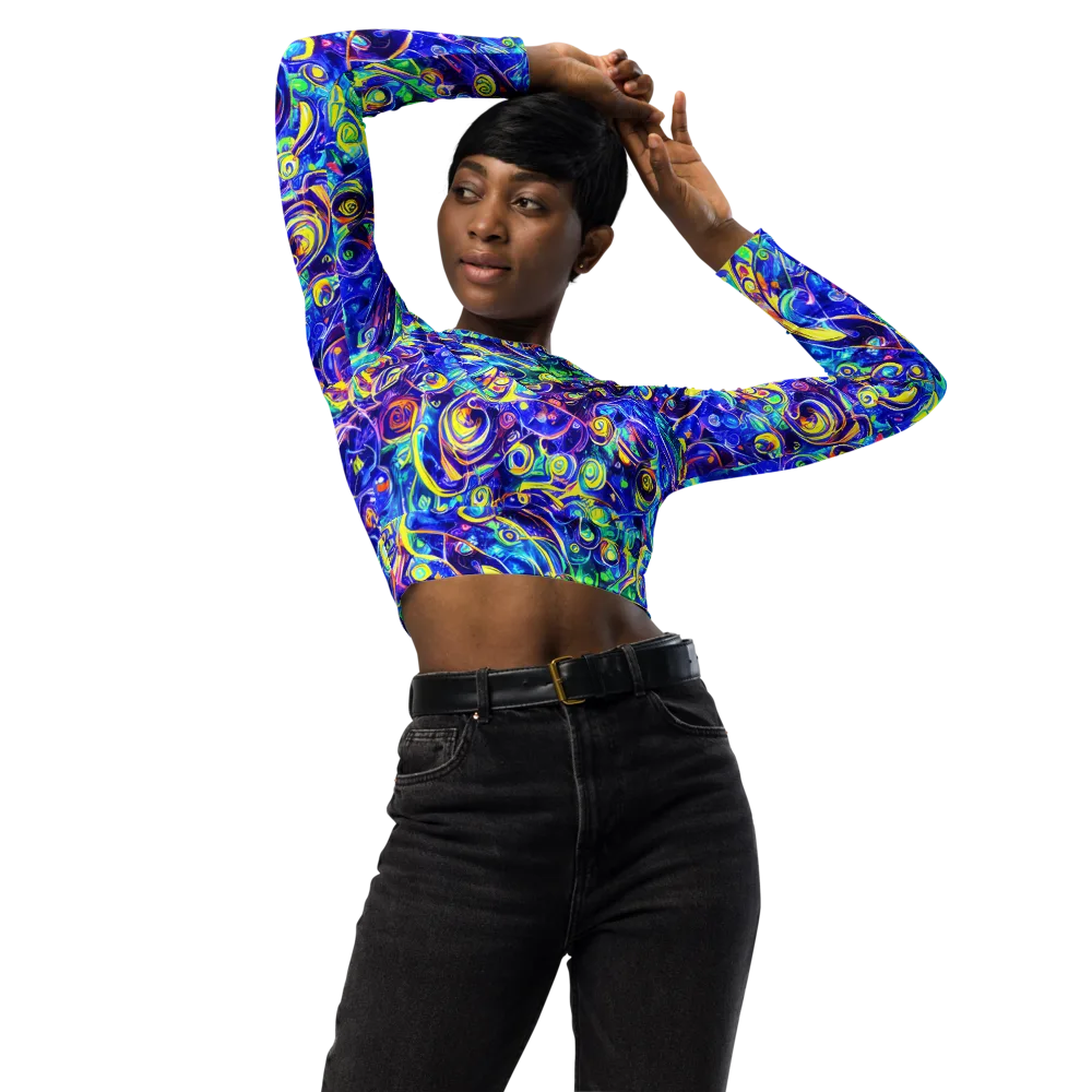 The Color Comet on Long Sleeve Crop Top — Front