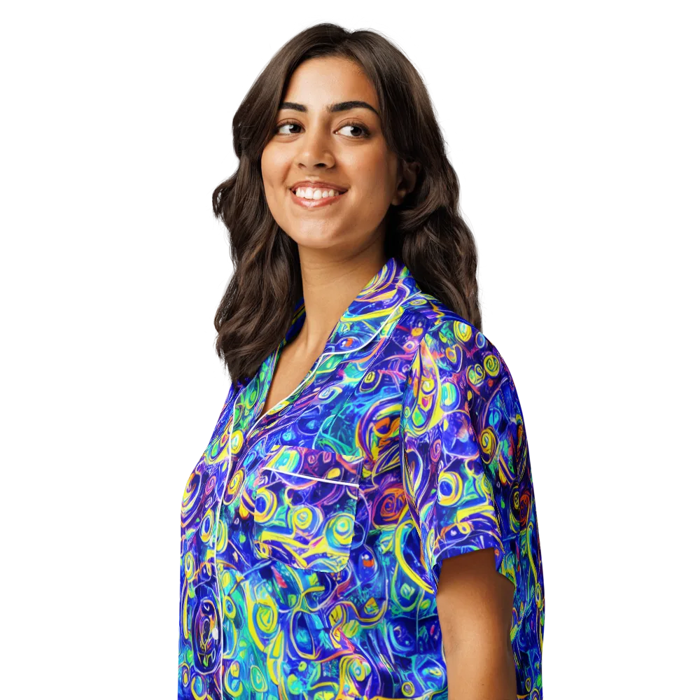 The Color Comet on Women's Short Sleeve Pajama Top — Left Front
