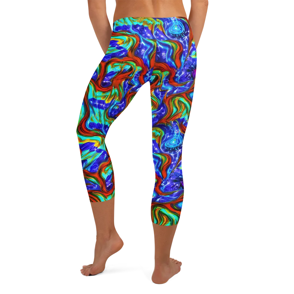 Bluefire Maze on Capri Leggings — Back
