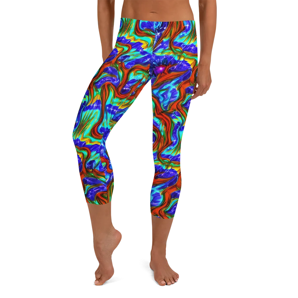 Bluefire Maze on Capri Leggings — Front