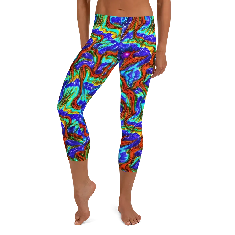Bluefire Maze on Capri Leggings — Front