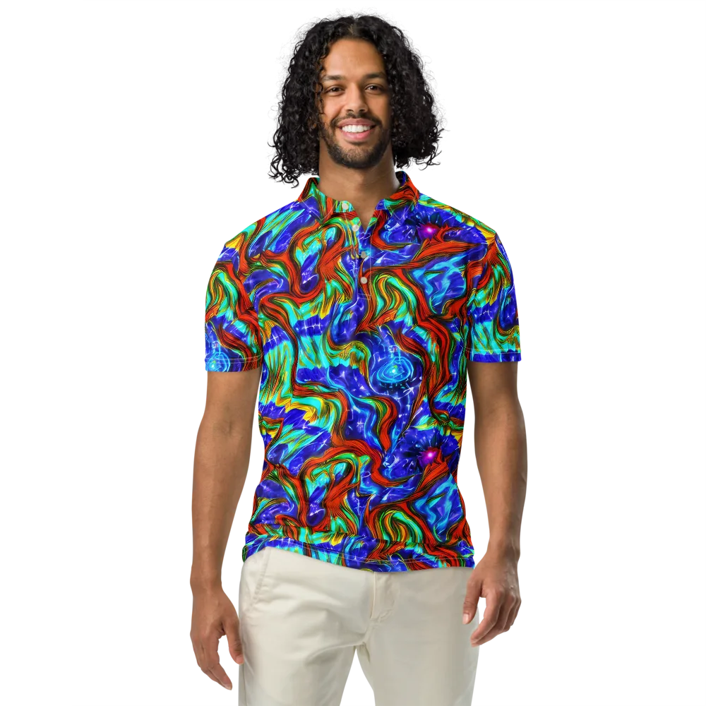 Bluefire Maze on Men's Slim Fit Polo Shirt — Front