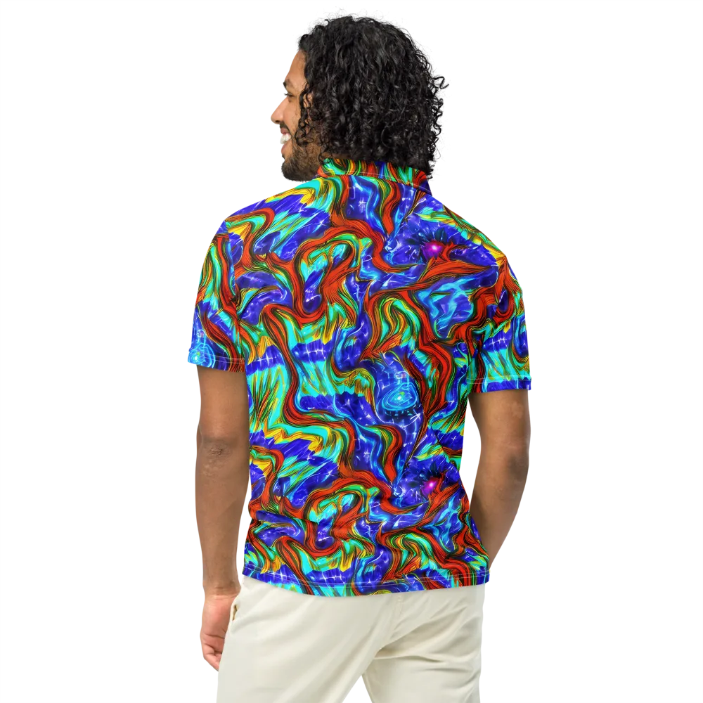 Bluefire Maze on Men's Slim Fit Polo Shirt — Back