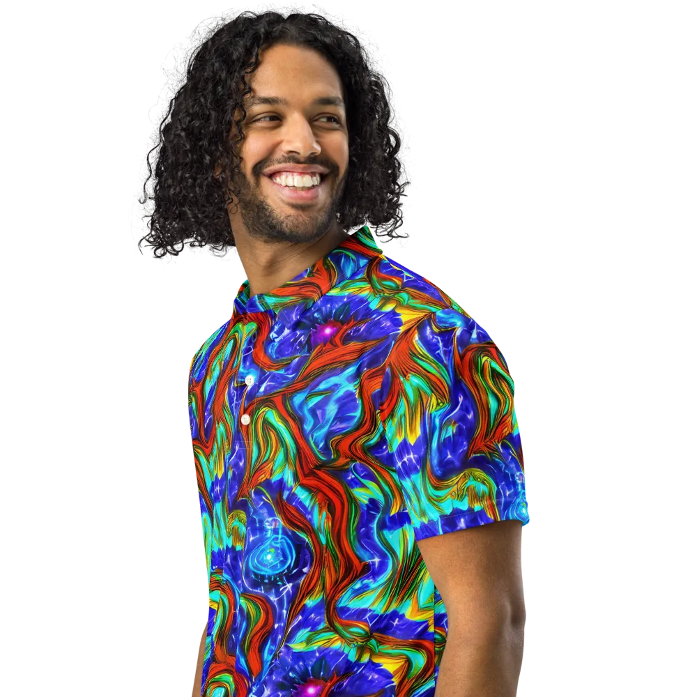Bluefire Maze on Men's Slim Fit Polo Shirt — Left Front