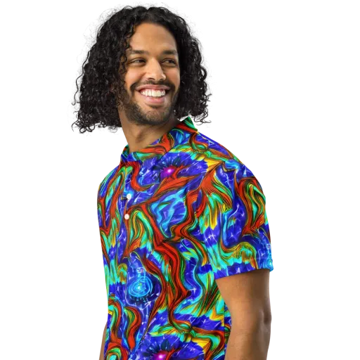Bluefire Maze on a Men's Slim Fit Polo Shirt
