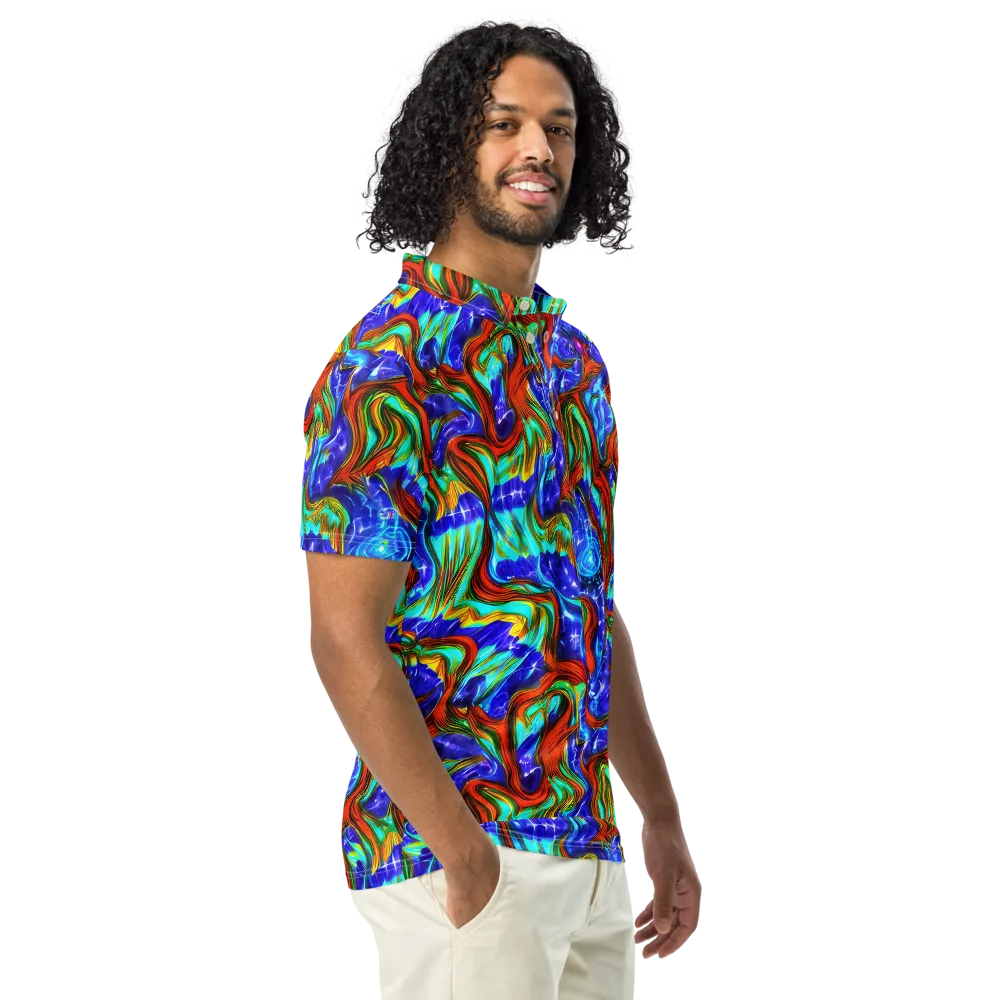 Bluefire Maze on Men's Slim Fit Polo Shirt — Right Front