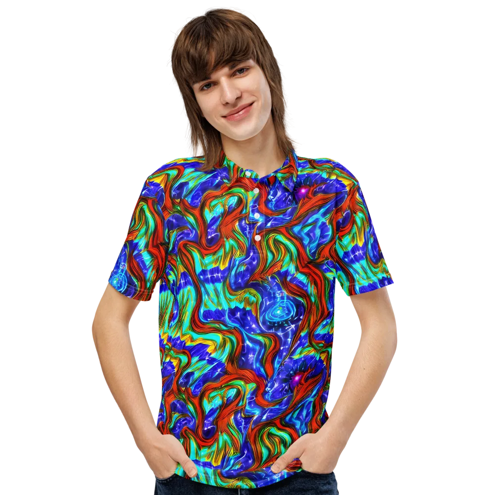 Bluefire Maze on Men's Slim Fit Polo Shirt — Front