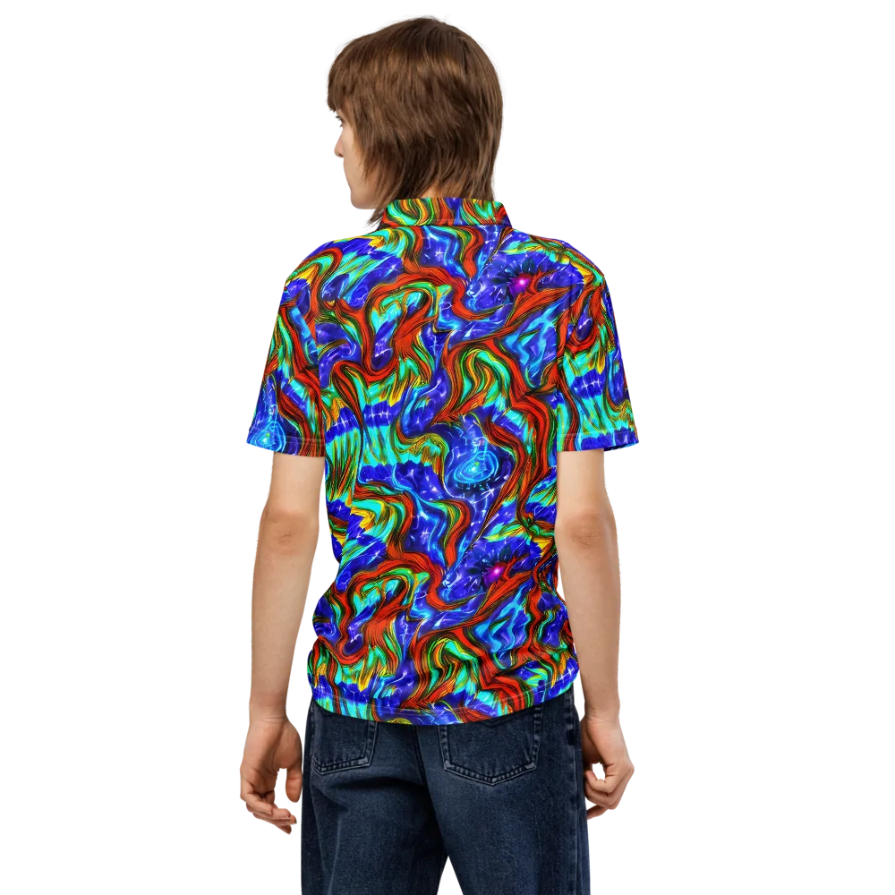 Bluefire Maze on Men's Slim Fit Polo Shirt — Back