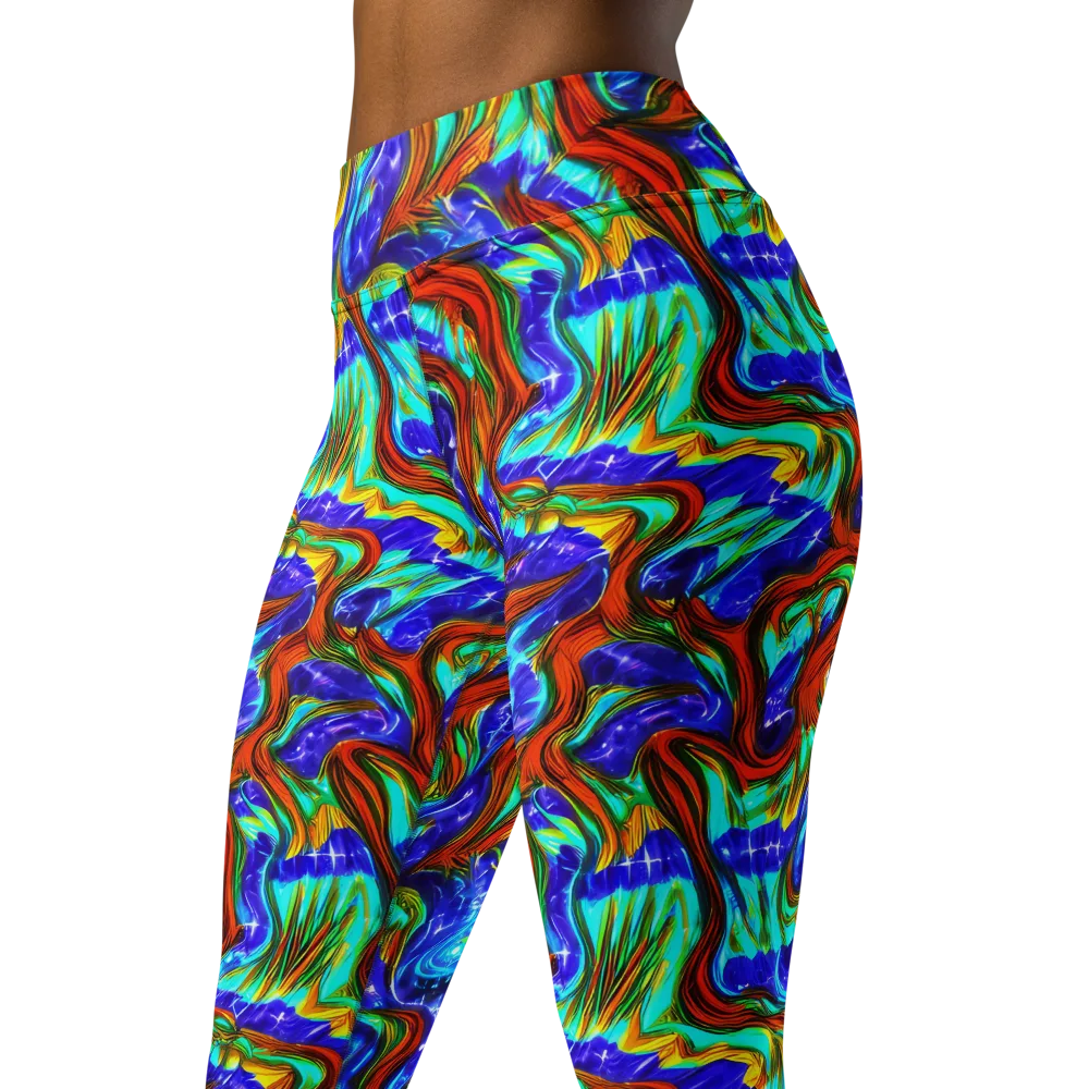 Bluefire Maze on Yoga Leggings — Left Front