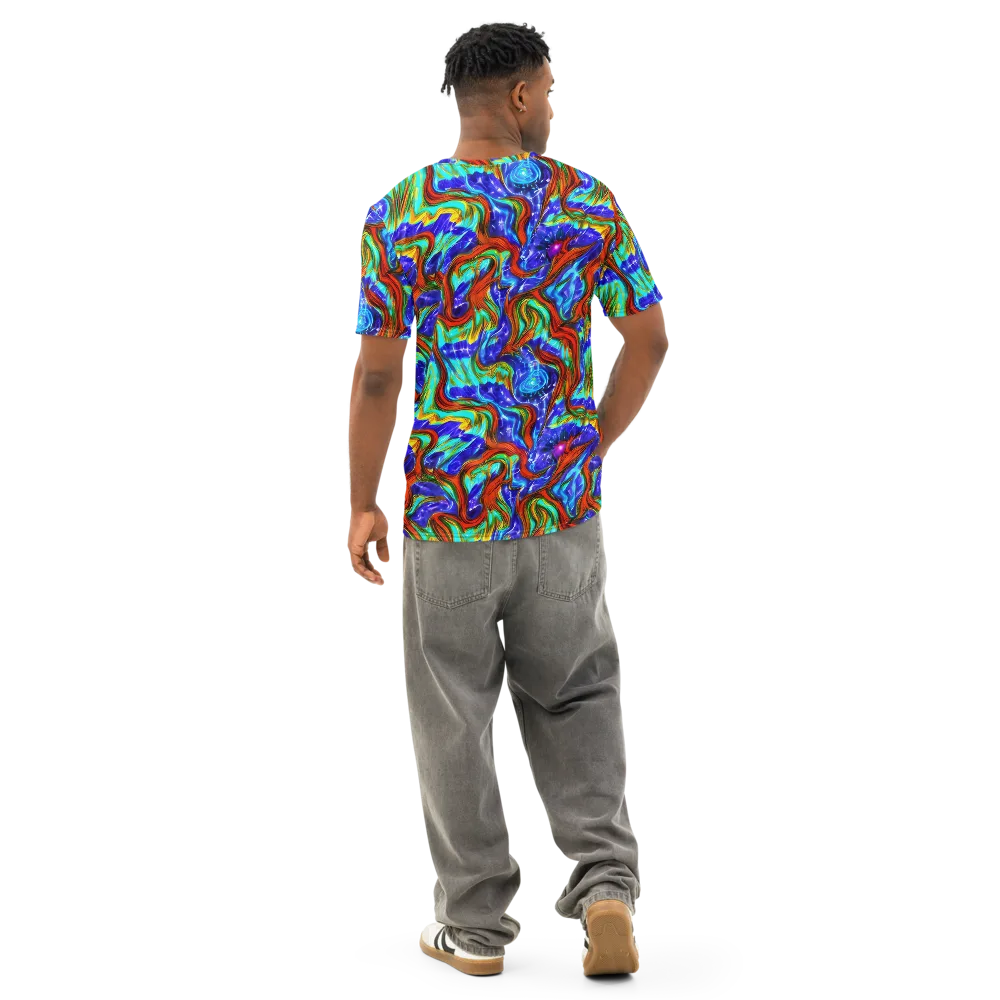 Bluefire Maze on Men's Cotton Crew Neck T-Shirt — Back