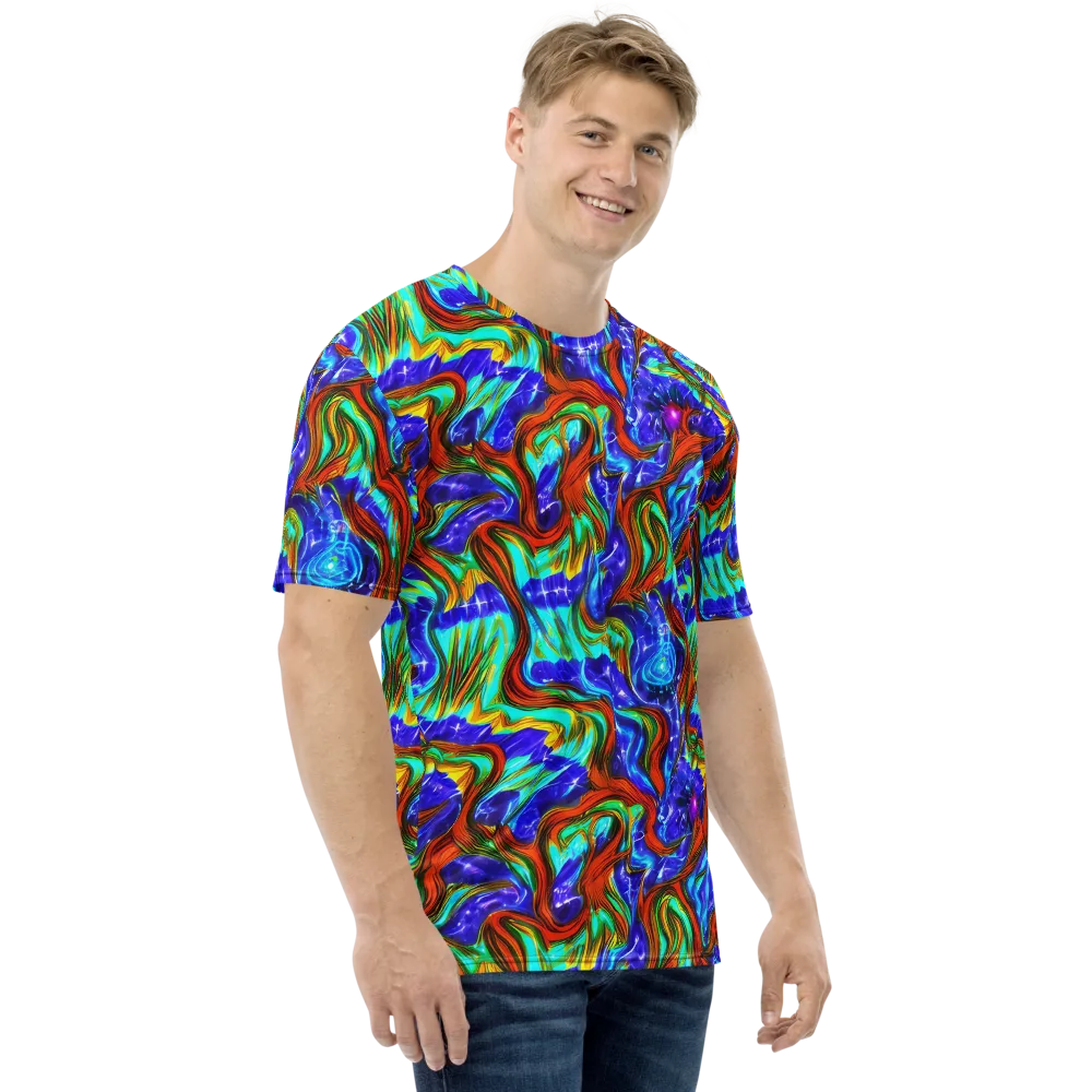 Bluefire Maze on Men's Crew Neck T-Shirt — Right