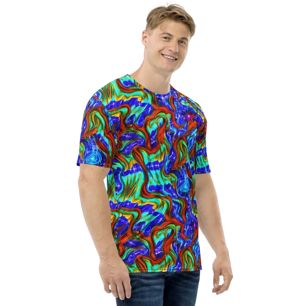 Bluefire Maze on Men's Crew Neck T-Shirt — Right