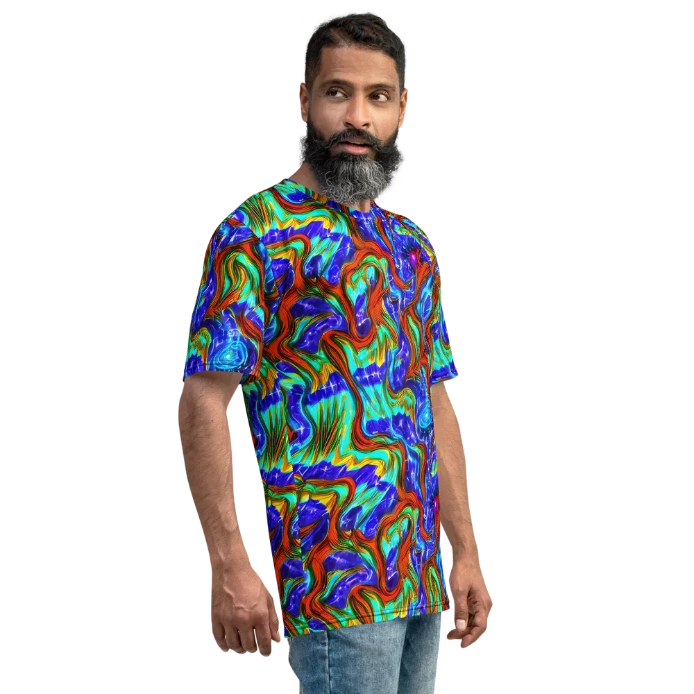 Bluefire Maze on Men's Crew Neck T-Shirt — Right