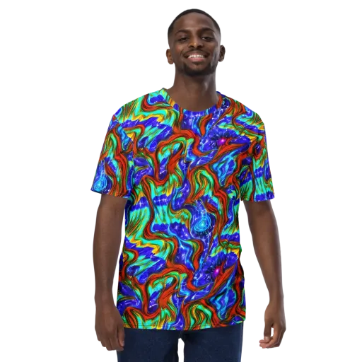 Bluefire Maze on a Men's Crew Neck T-Shirt