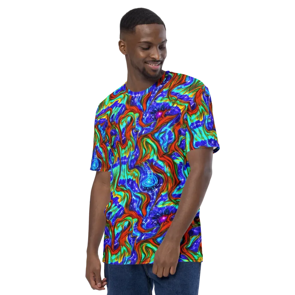 Bluefire Maze on Men's Crew Neck T-Shirt — Left