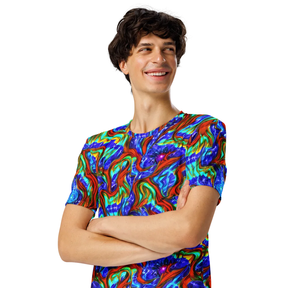 Bluefire Maze on Men's Crew Neck T-Shirt — Left Front