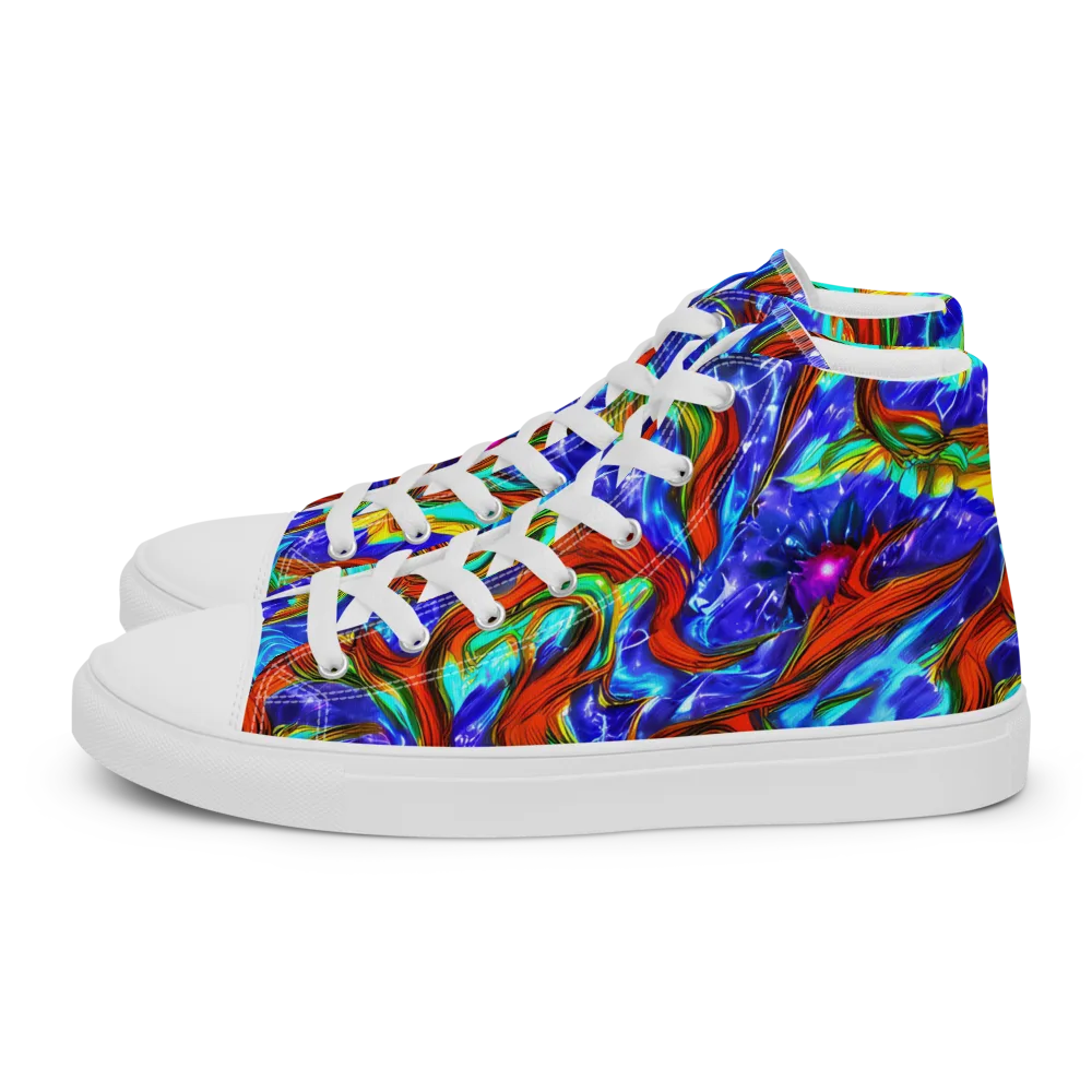 Bluefire Maze on Men's High Top Canvas Shoes — Left